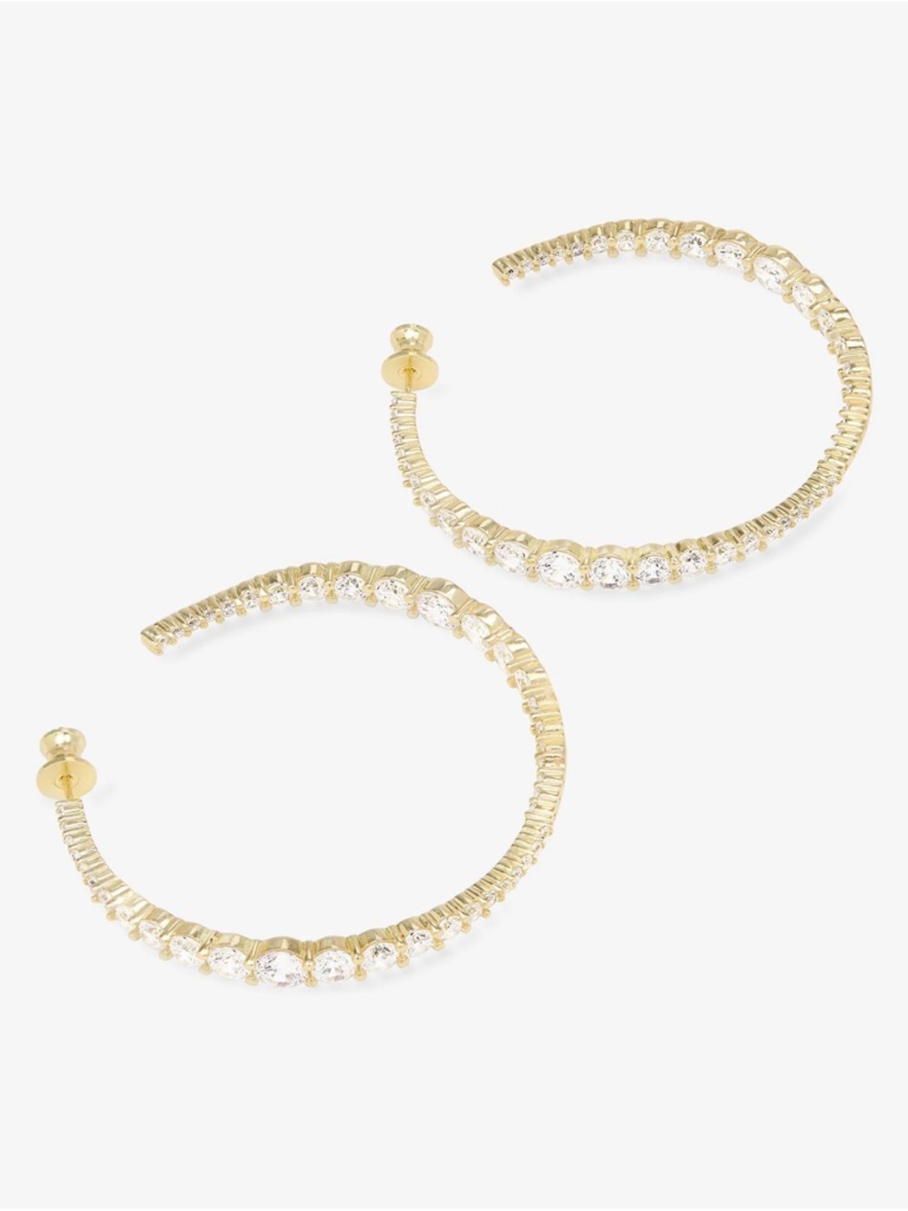 Melinda Maria Gold Hoop Earrings with Crystal Accents - Picture 3 of 8